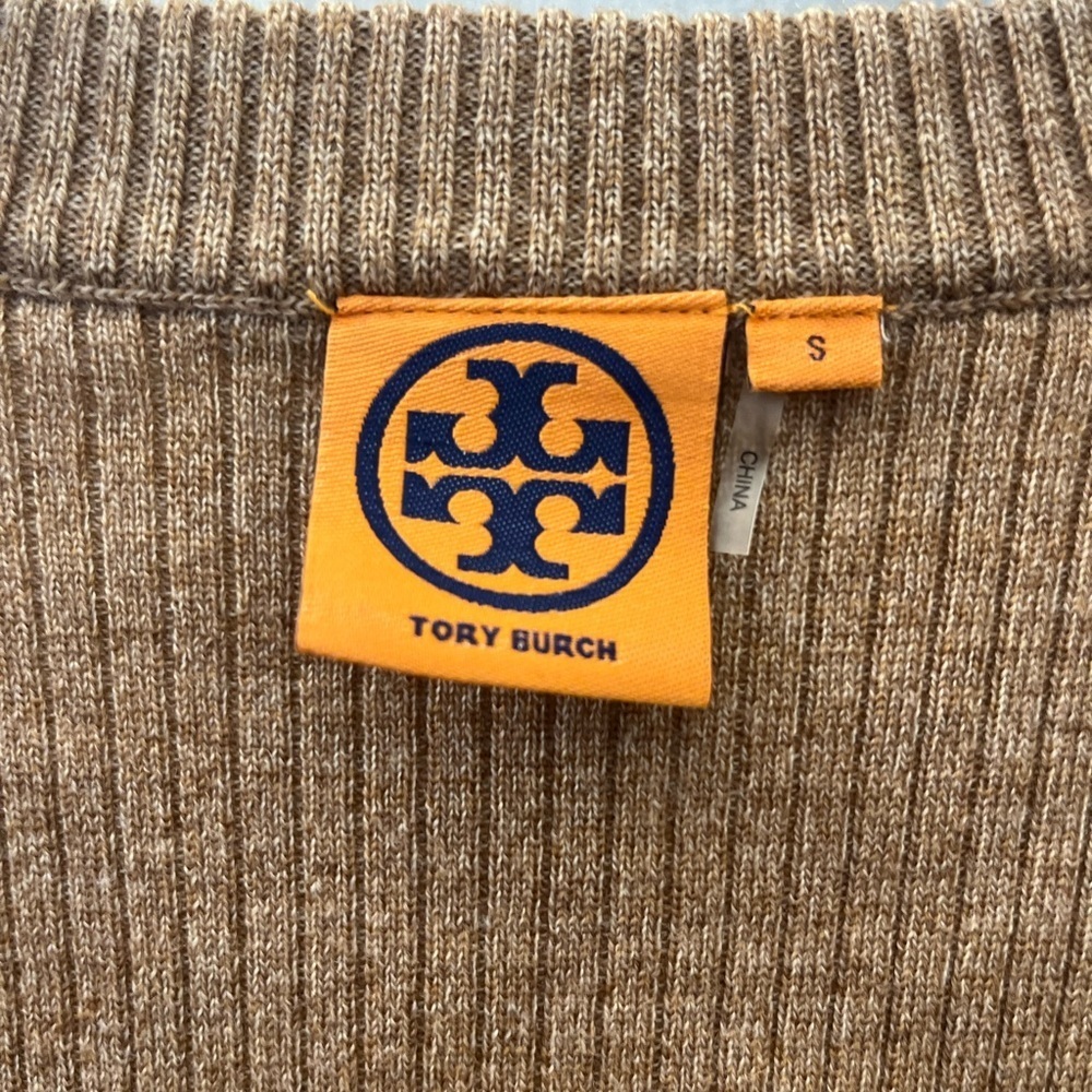 Tory Burch Merino Wool Ribbed Scoop Neck Sweater - Picture 3 of 12